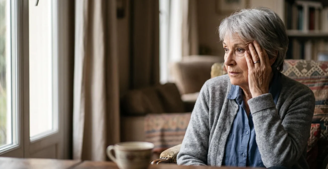 Portrait contemplatif d'une personne âgée près d'une fenêtre, illustrant la frontière subtile entre l'oubli normal et les premiers signes d'Alzheimer
